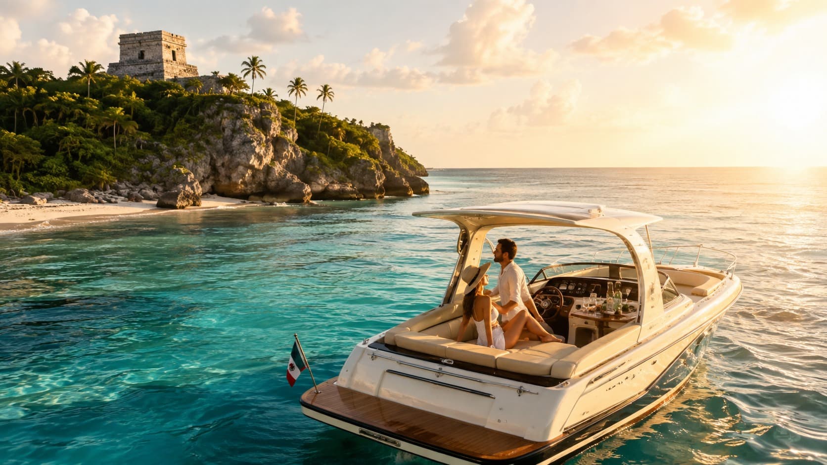 Paisaje premium del Caribe Mexicano con mar turquesa y naturaleza tropical